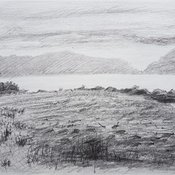 Dibujo titulada "Dessin paysage Vidy…" por György Acs, Obra de arte original, Carbón