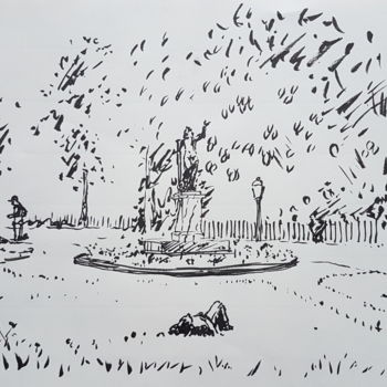 Drawing titled "Dessin Parc des Bas…" by György Acs, Original Artwork, Ink