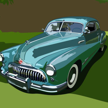 Arte digital titulada "Buick 1948" por Mogyorogyozo, Obra de arte original, Pintura Digital