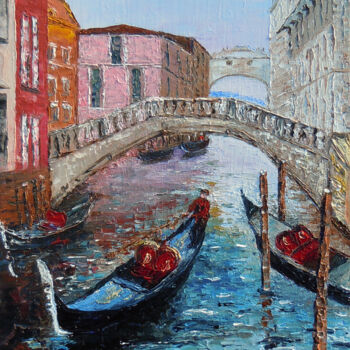 Painting titled "Pont des soupirs G.…" by Gyslaine Pachet Micheneau, Original Artwork, Oil Mounted on Wood Stretcher frame