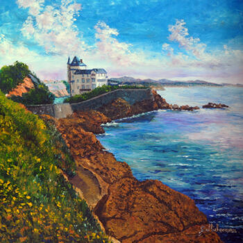 Pintura intitulada "Biarritz-Pays basque" por Gyslaine Pachet Micheneau, Obras de arte originais, Óleo