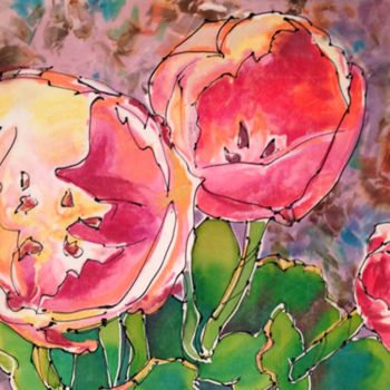 Painting titled "Tulip Smiles" by Gloria Nilsson, Original Artwork, Other