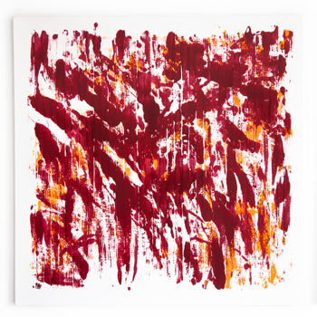 「Red & Orange」というタイトルの絵画 Hervé Bichetによって, オリジナルのアートワーク, オイル