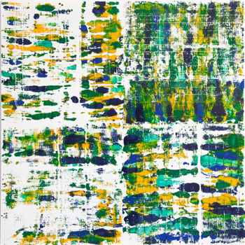 Malerei mit dem Titel "Quarter Time (Green)" von Hervé Bichet, Original-Kunstwerk, Öl