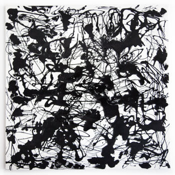 Malerei mit dem Titel "Flash - Noir et Bla…" von Hervé Bichet, Original-Kunstwerk, Öl