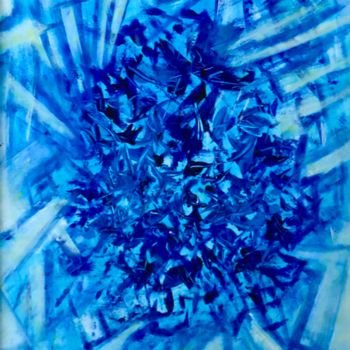 Peinture intitulée "Colère bleue" par Habib Bouyachou, Œuvre d'art originale, Acrylique Monté sur Châssis en bois