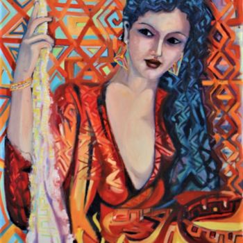 Peinture intitulée "Beauté d'Orient" par Habib Bouyachou, Œuvre d'art originale, Huile Monté sur Châssis en bois