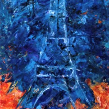 Peinture intitulée "Paris s'enflamme" par Habib Bouyachou, Œuvre d'art originale, Acrylique Monté sur Châssis en bois
