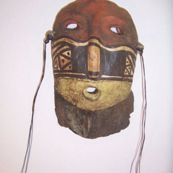Escultura intitulada "Primitive Mask" por H. Cordova, Obras de arte originais, Terracota