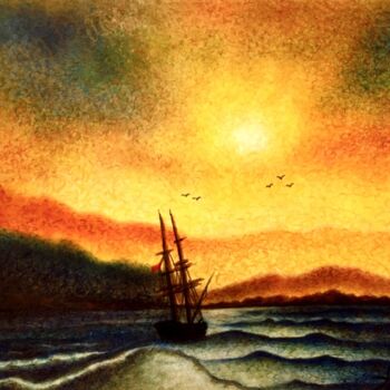 Disegno intitolato "Nasty Sea" da H.Gurel Art, Opera d'arte originale, Matita