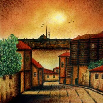 Dessin intitulée "İstanbul Street" par H.Gurel Art, Œuvre d'art originale, Crayon