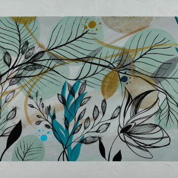 「Mimosas」というタイトルの絵画 Helena Monnielloによって, オリジナルのアートワーク, アクリル ウッドストレッチャーフレームにマウント