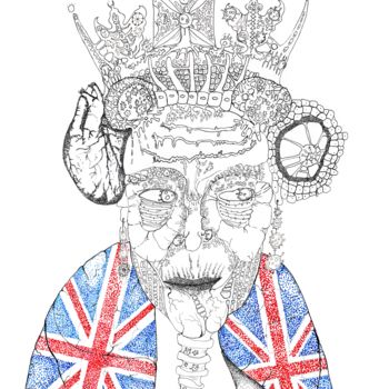 Drawing titled "God Save the Queen" by Chulo El Cabron, Original Artwork, Ink