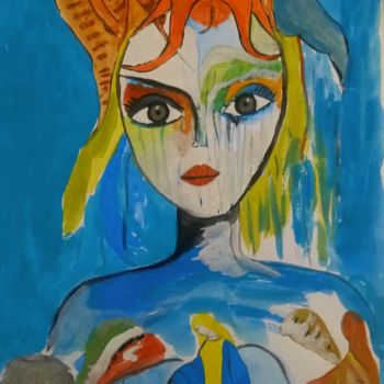 Drawing titled "Last Woman" by Habibos, Original Artwork, Gouache