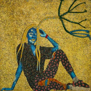 Schilderij getiteld "Mimi" door Habibatou Yaye Keita, Origineel Kunstwerk, Acryl Gemonteerd op Frame voor houten brancard