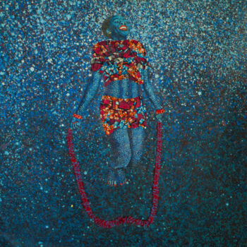Ζωγραφική με τίτλο "La joie" από Habibatou Yaye Keita, Αυθεντικά έργα τέχνης, Ακρυλικό