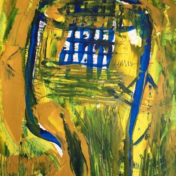 Painting titled "The cage is not iro…" by Burns Effiom, Original Artwork, Acrylic Mounted on Cardboard