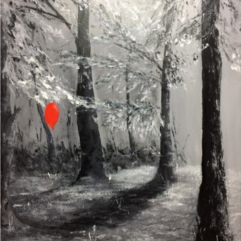 Peinture intitulée "Petit ballon rouge" par Habyxart, Œuvre d'art originale, Acrylique