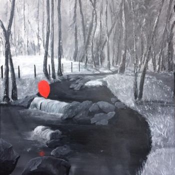 Painting titled "Petit ballon rouge…" by Habyxart, Original Artwork, Acrylic