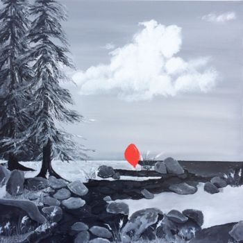 Pittura intitolato "Petit ballon rouge 3" da Habyxart, Opera d'arte originale, Acrilico