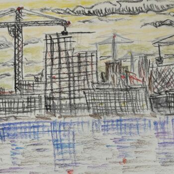 Drawing titled "Dark cities  #02" by Herve L (Achel), Original Artwork, Pencil