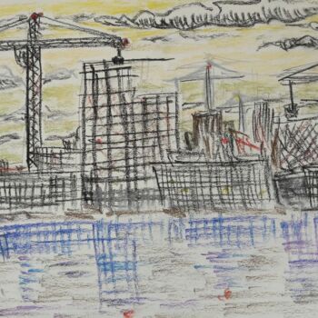 Tekening getiteld "Dark cities  #02" door Herve L (Achel), Origineel Kunstwerk, Potlood