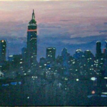 Peinture intitulée "New York la nuit" par Hack, Œuvre d'art originale