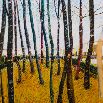 Painting titled "trees" by Hadara Rotem, Original Artwork, Acrylic