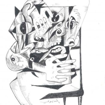 Rysunek zatytułowany „Oeuvre 13” autorstwa Hassan Haddioui, Oryginalna praca
