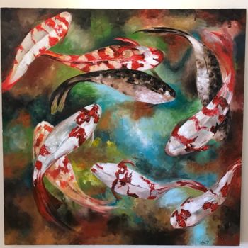 Painting titled "Fish in chaos" by Hadis Jalalifar, Original Artwork, Acrylic