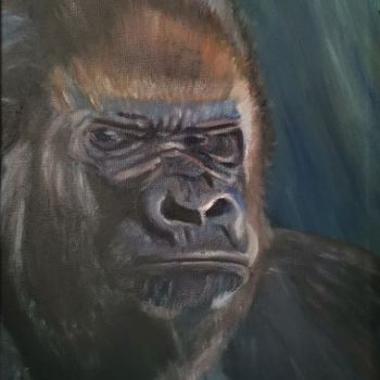 Pittura intitolato "Gorille" da Sofiane Hadji, Opera d'arte originale, Olio Montato su Telaio per barella in legno
