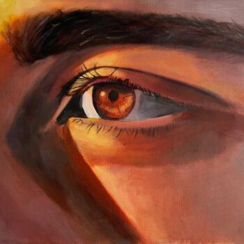 Painting titled "Oeil anonyme" by Sofiane Hadji, Original Artwork, Oil Mounted on Wood Stretcher frame