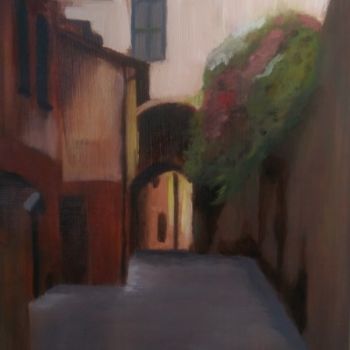 Painting titled "Quartier populaire" by Sofiane Hadji, Original Artwork, Oil Mounted on Wood Stretcher frame