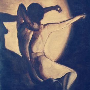 Painting titled "Pose" by Sofiane Hadji, Original Artwork, Oil Mounted on Wood Stretcher frame