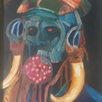 Painting titled "Homme africain, mag…" by Sofiane Hadji, Original Artwork, Oil Mounted on Wood Stretcher frame