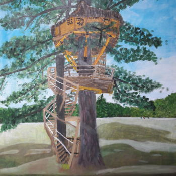 Peinture intitulée "Sur un arbre perché" par Hadrien Lapouyade, Œuvre d'art originale, Huile
