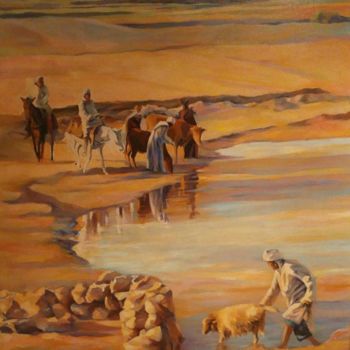 Painting titled "NOMADAS" by Hafida El Oumlouki Shaïmi, Original Artwork, Oil