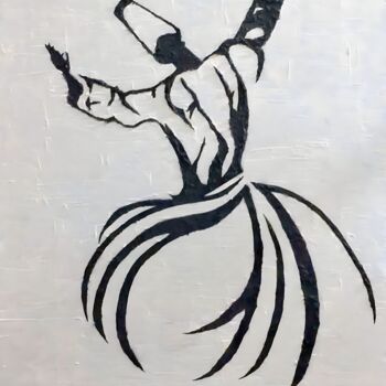 Картина под названием "Mystical Whirls" - Hafsa Khan, Подлинное произведение искусства, Масло Установлен на Деревянная рама…