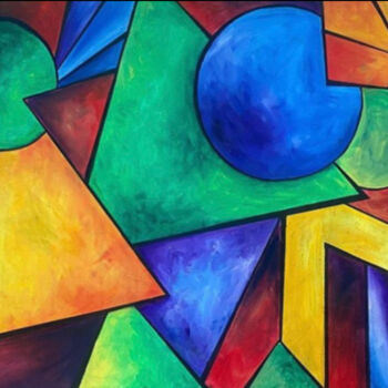Malerei mit dem Titel "Color Explosion" von Hafsa Khan, Original-Kunstwerk, Öl