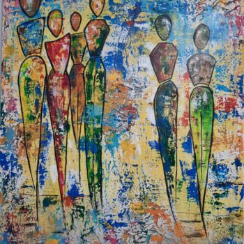 Painting titled "Les Dames" by Hagar Ali, Original Artwork, Acrylic