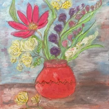 Pittura intitolato "Spring flowers in a…" da Viorica Hagianu, Opera d'arte originale, Pastello Montato su Telaio per barella…