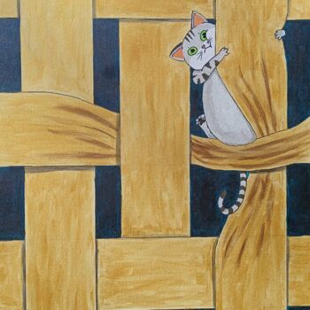 "Le chat qui gâche l…" başlıklı Tablo Hah tarafından, Orijinal sanat, Akrilik Ahşap Sedye çerçevesi üzerine monte edilmiş
