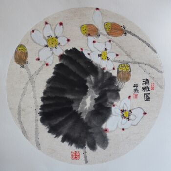Painting titled "海燕绘画作品"清雅图"" by Hai Yan Liu, Original Artwork, Ink