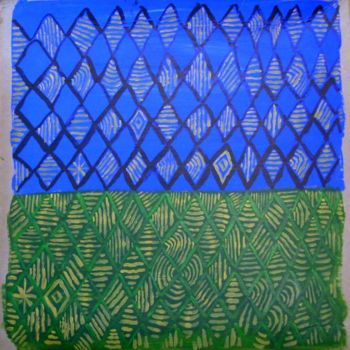 Peinture intitulée "green and blue" par Haje Holmström, Œuvre d'art originale