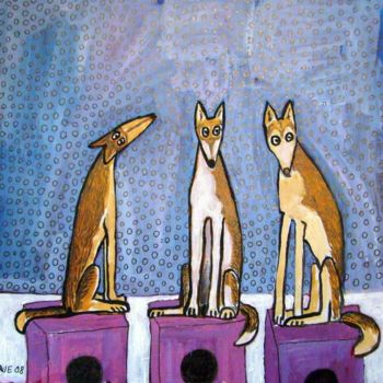 Painting titled "three dogs" by Haje Holmström, Original Artwork