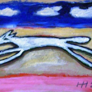 Ζωγραφική με τίτλο "running dog" από Haje Holmström, Αυθεντικά έργα τέχνης