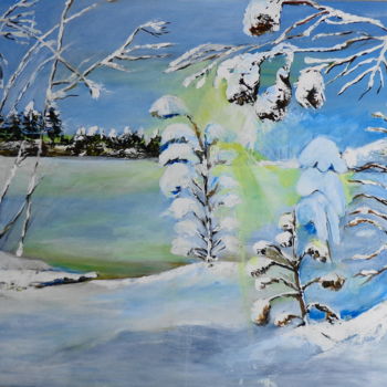 Peinture intitulée "neige" par Hajer Aloui, Œuvre d'art originale, Acrylique