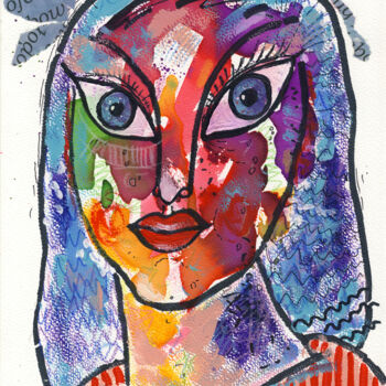 Картина под названием "WOMAN 08" - Miroslaw Hajnos, Подлинное произведение искусства, Акрил Установлен на Деревянная рама дл…