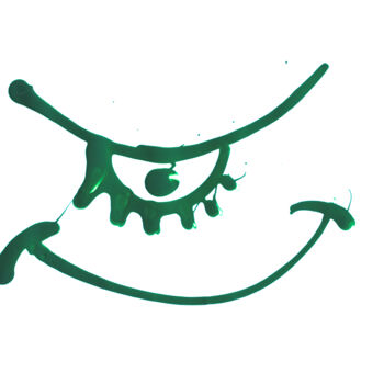 Zeichnungen mit dem Titel "Smiley Vert / 002" von Hakan Portakal, Original-Kunstwerk, Gouache