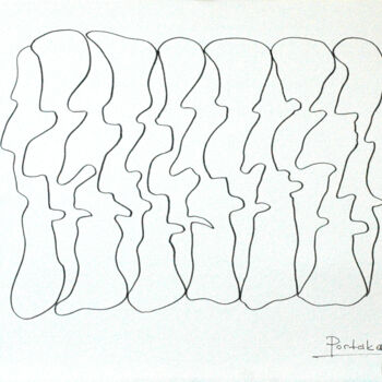 Tekening getiteld "Dessin N° 016" door Hakan Portakal, Origineel Kunstwerk, Marker